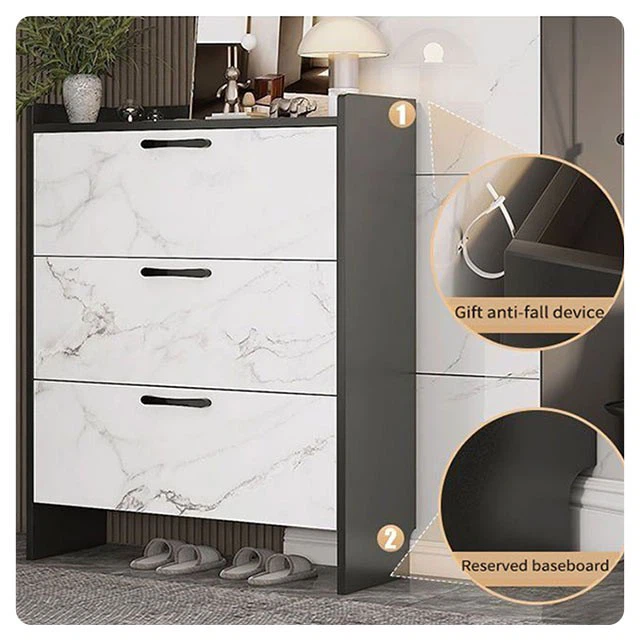 Marble Color 4 Tier Shoe Cabinet