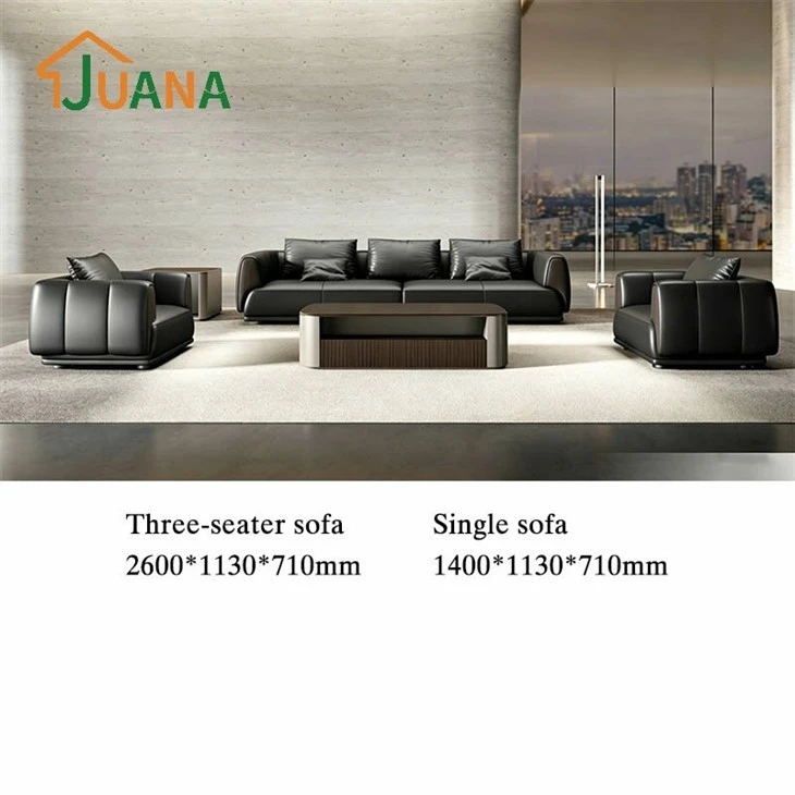 Geometric Block Full-Grain Leather Sofa Suite