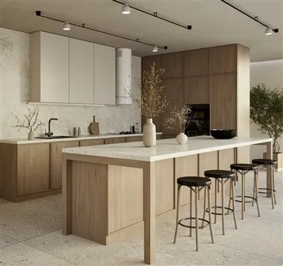 Light Curved Island Open Cabinet